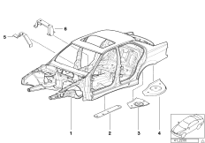 Каркас кузова для BMW E36 318is M44 (схема запасных частей)