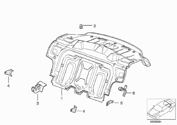 Перегородка багажного отделения для BMW E36 M3 S50 (схема запчастей)