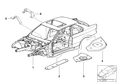 Каркас кузова для BMW E36 325i M50 (схема запасных частей)