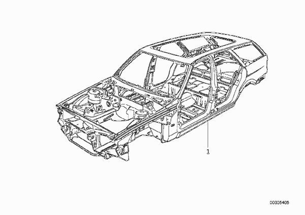 Каркас кузова для BMW E34 518i M40 (схема запчастей)