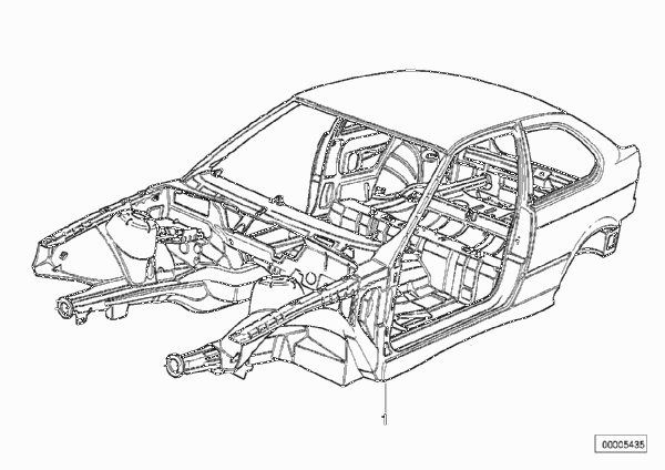 Каркас кузова для BMW E36 318ti M44 (схема запчастей)