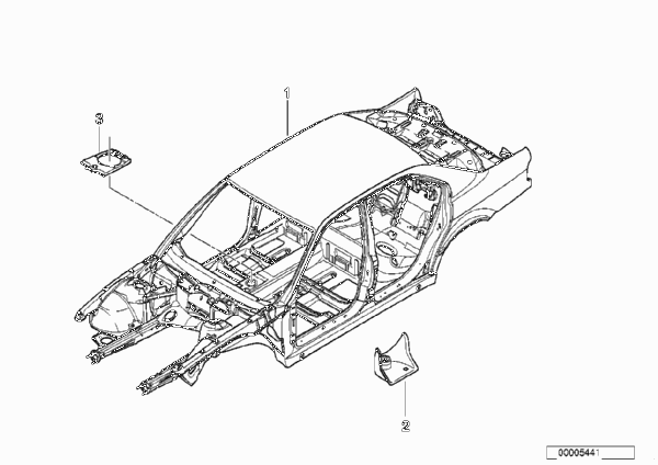 Каркас кузова для BMW E38 750i M73 (схема запчастей)