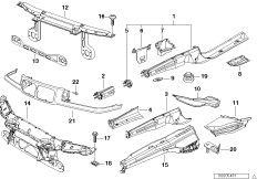 детали передка кузова для BMW E36 M3 3.2 S50 (схема запасных частей)