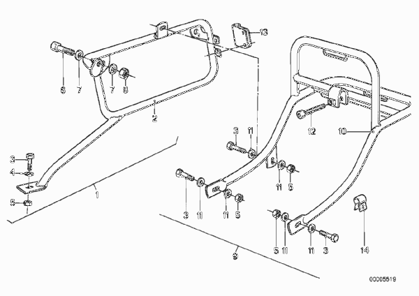 Комплект фиксаторов для чемодана для BMW 2471 R 65 GS 0 (схема запчастей)