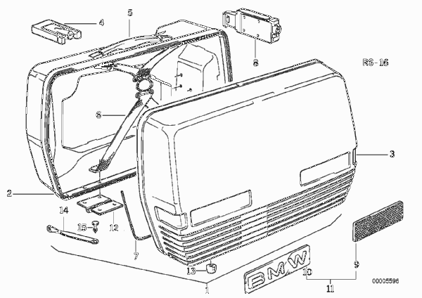 Дорожный чемодан для BMW 2472 R 80 RT 0 (схема запчастей)