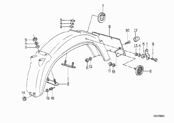 Брызговик Зд/дополн.элементы, крепление для BMW 47E1 R 100 GS PD 0 (схема запчастей)