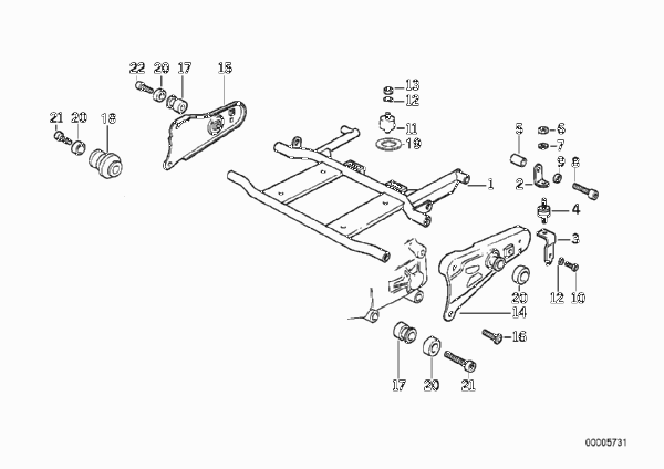 Система упоров для ног, элем.крепления для BMW 89V2 K 1100 RS (0522,0532) 0 (схема запчастей)