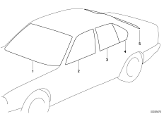 Остекление для BMW E28 524td M21 (схема запасных частей)