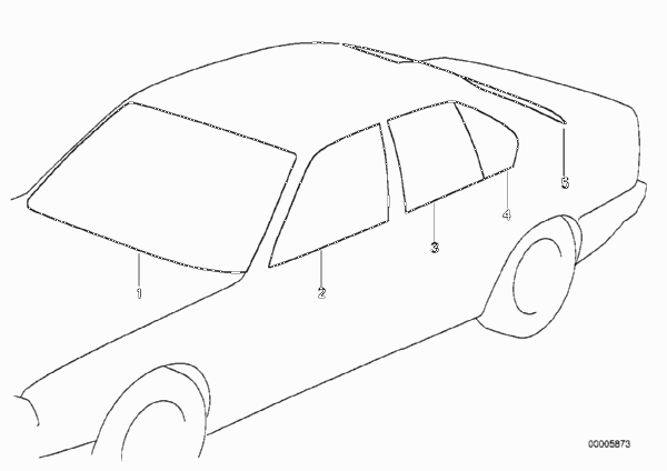 Остекление для BMW E28 524d M21 (схема запчастей)