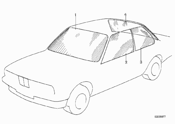 Остекление для BMW E30 316 M10 (схема запчастей)