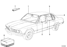 Остекление для BMW E23 733i M30 (схема запасных частей)
