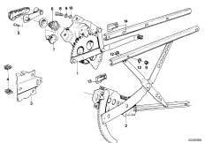 Механизм перемещения стекла двери Пд для BMW E23 730 M30 (схема запасных частей)