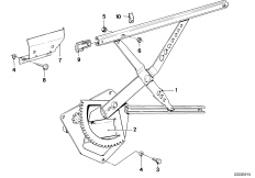 Механизм перемещения стекла двери Пд для BMW E12 525 M30 (схема запасных частей)