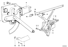 Механизм перемещения стекла двери Зд для BMW E23 735i M30 (схема запасных частей)