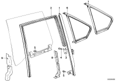 Направляющая стекла Зд для BMW E28 M5 S38 (схема запасных частей)