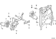 Механизм перемещения стекла двери Пд для BMW E30 325i M20 (схема запасных частей)