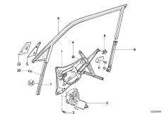 Механизм перемещения стекла двери Пд для BMW E32 730iL M60 (схема запасных частей)