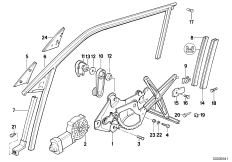Механизм перемещения стекла двери Пд для BMW E34 525i M20 (схема запасных частей)