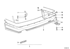 Задний фартук M Technic для BMW E30 320i M20 (схема запасных частей)