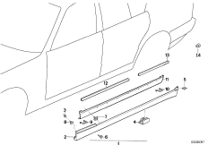 Накладка M порог / арка колеса для BMW E34 524td M21 (схема запасных частей)