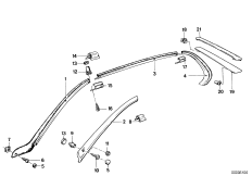 Декоративная планка водосточного желобка для BMW E23 732i M30 (схема запасных частей)