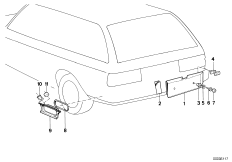Основание номерного знака для BMW E30 324td M21 (схема запасных частей)