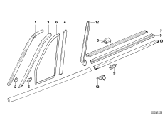 Наружные накладки / декоративные решетки для BMW E30 325i M20 (схема запасных частей)
