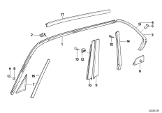 Наружные накладки / декоративные решетки для BMW E32 735i M30 (схема запасных частей)