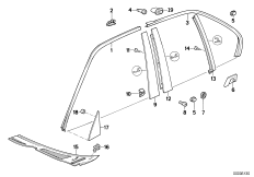 Наружные накладки / декоративные решетки для BMW E34 518i M40 (схема запасных частей)