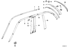 Наружные накладки / декоративные решетки для BMW E30 316i M40 (схема запасных частей)
