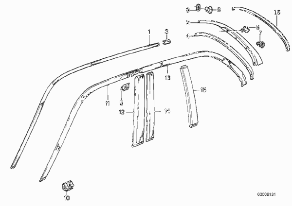 Наружные накладки / декоративные решетки для BMW E30 324td M21 (схема запчастей)