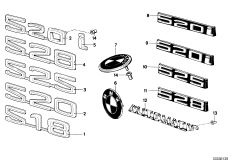 Эмблемы / надписи для BMW E12 520i M10 (схема запасных частей)