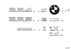 Эмблемы / надписи для BMW E30 325ix M20 (схема запасных частей)