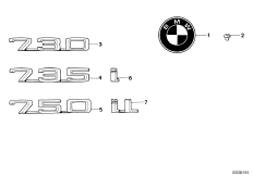 Эмблемы / надписи для BMW E32 730i M30 (схема запасных частей)