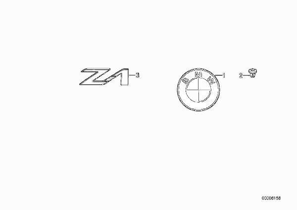 Эмблемы / надписи для BMW Z1 Z1 M20 (схема запчастей)