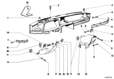 Облицовка панели приборов Нж для BMW E12 525 M30 (схема запасных частей)