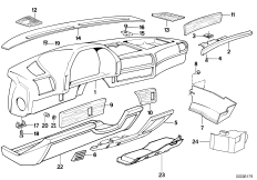 облицовка панели приборов для BMW E32 730iL M30 (схема запасных частей)