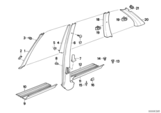 боковые накладки и облицовки для BMW E30 318i M40 (схема запасных частей)