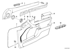 Обшивка двери Пд для BMW E32 730iL M30 (схема запасных частей)
