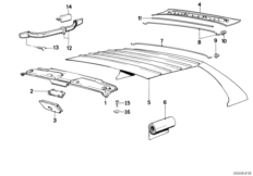 Облиц.крыши-фас.панель потолка/поручень для BMW E30 320is S14 (схема запасных частей)