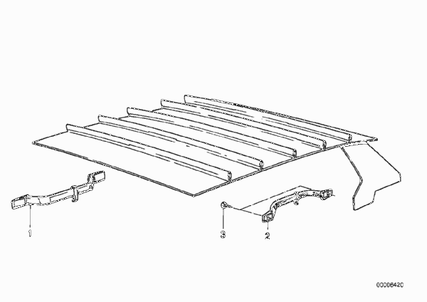 Облицовка крыши-потолок/поручень для BMW E12 520 M20 (схема запчастей)