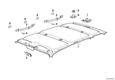 Облиц.крыши-фас.панель потолка/поручень для BMW E30 318i M40 (схема запасных частей)