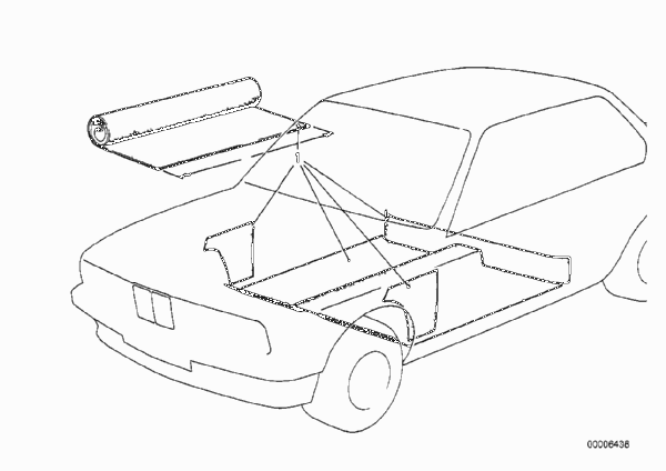 Облицовка днища/мерный товар для BMW E12 535i M30 (схема запчастей)