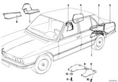Обшивка багажного отделения Л/П Зд для BMW E12 520i M10 (схема запасных частей)
