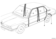 Защитная окантовка/накладки порогов для BMW E12 535i M30 (схема запасных частей)