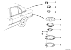 Пробки/заглушки для BMW E12 520 M10 (схема запасных частей)