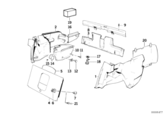 Обшивка багажного отделения для BMW E30 320i M20 (схема запасных частей)