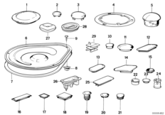 Пробки/заглушки для BMW E34 525ix M50 (схема запасных частей)
