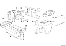 Обшивка багажного отделения для BMW E30 325i M20 (схема запасных частей)