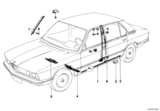 боковые накладки и облицовки для BMW E12 520i M10 (схема запасных частей)